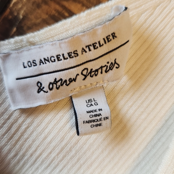 & Other Stories Stretch Rib V Cut Tank Top White Size Large - Picture 7 of 9